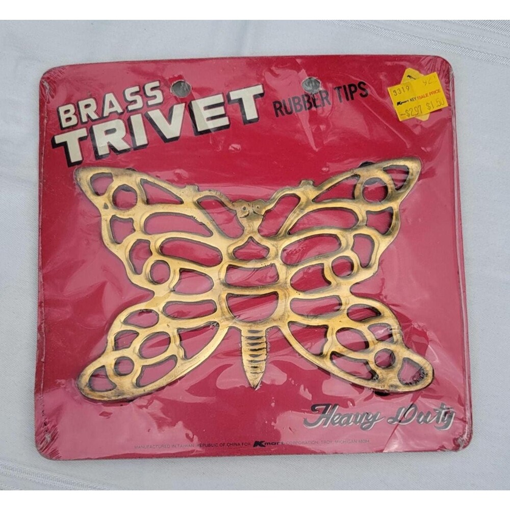 Vintage Brass Butterfly Trivet NIB New Old Stock